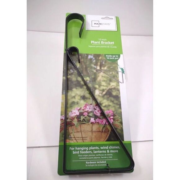 Plant Bracket Mainstays Black Iron Plant Bracket 12 inch NWT - Picture 2 of 12